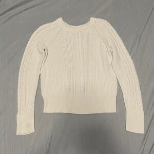 Gap Women's White Cableknit Sweater M Preppy Fisherman Heritage Rory Academia